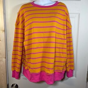 Fashion Nova Yellow and Pink Striped Sweater‎